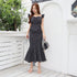 Random dot mermaid long dress